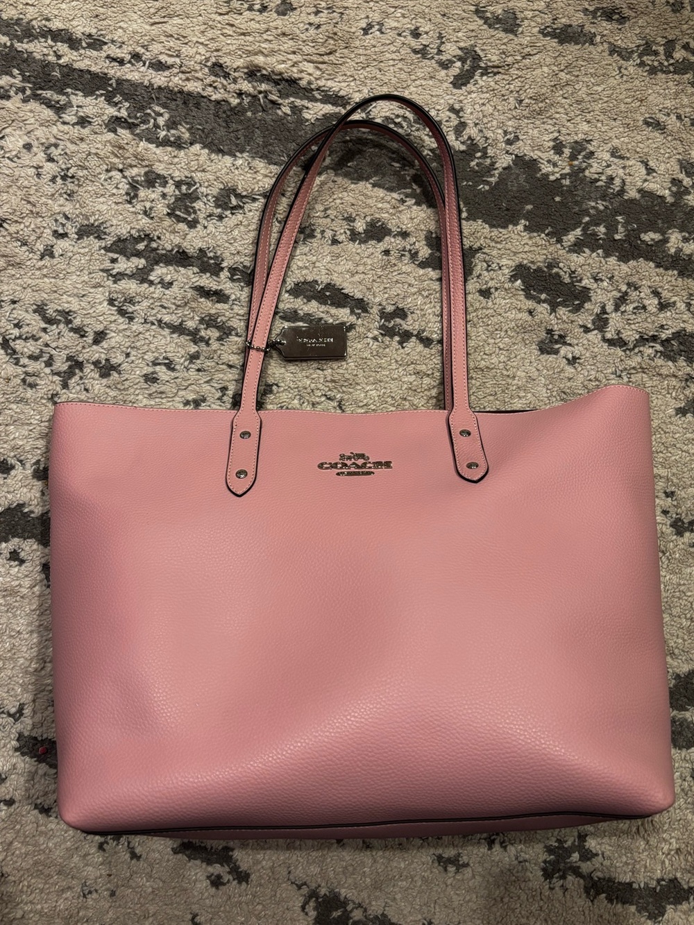 Coach Pink Pebbled Leather Tote Bag - Light Pink Shoulder Tote